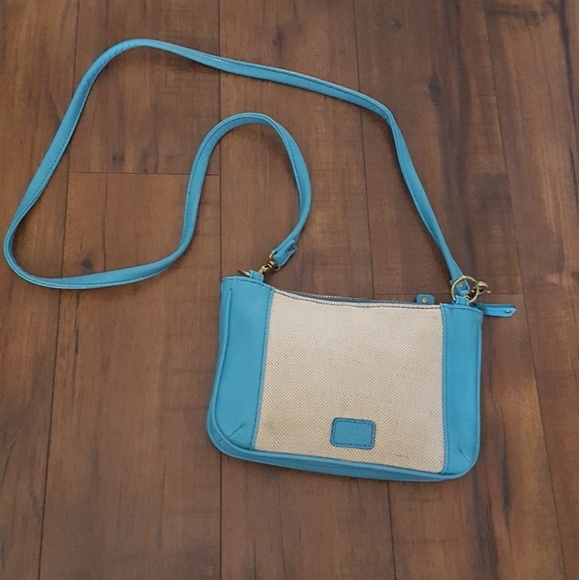 Fossil Blue and Tan Crossbody Bag - Picture 1 of 6